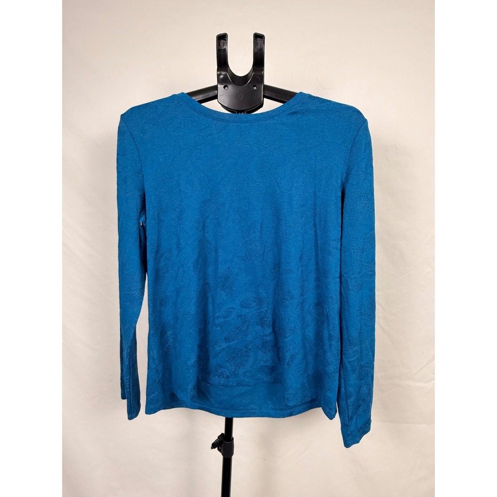 Simply Vera Wang Large Blue LongSleeve Textured Knit Top Holiday Business Casual
